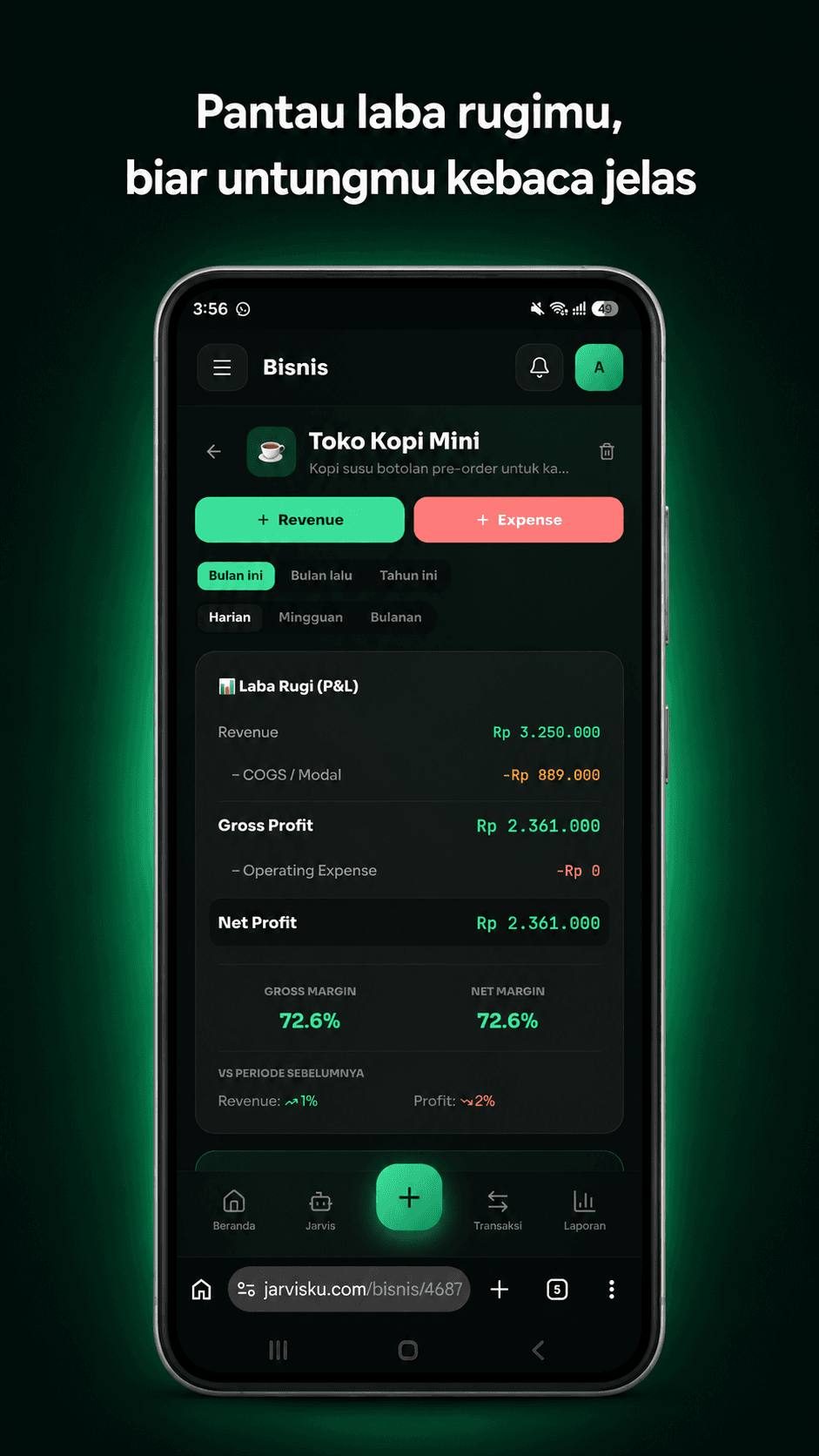 Screenshot Bisnis (Laba Rugi) Jarvisku