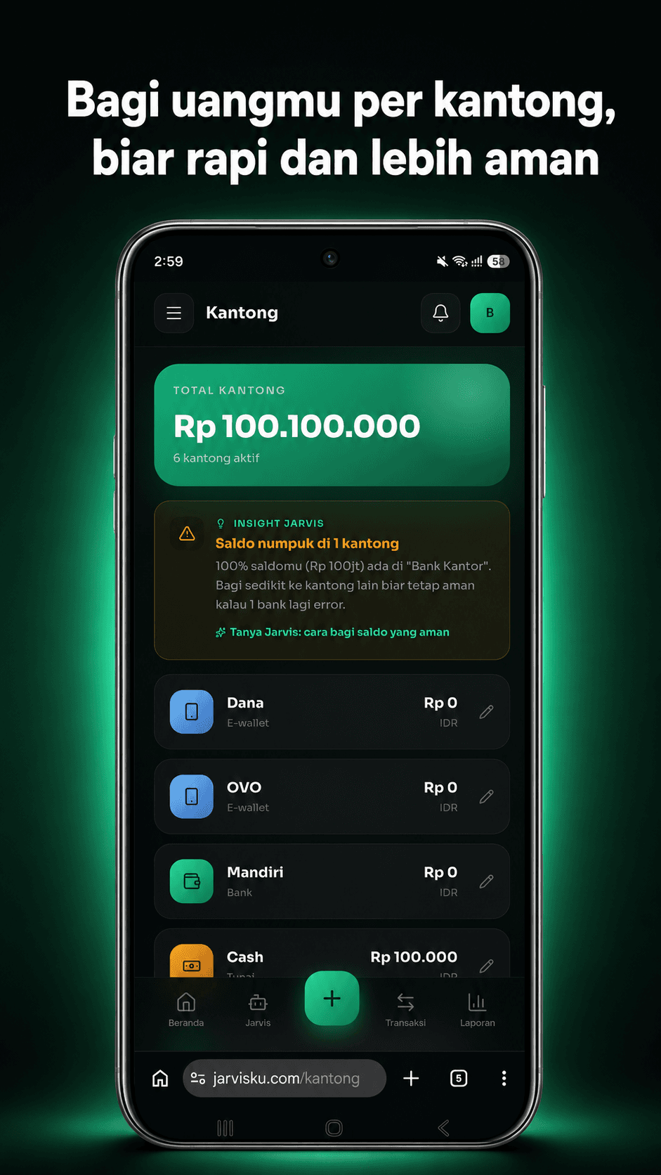 Screenshot Kantong (Wallet) Jarvisku
